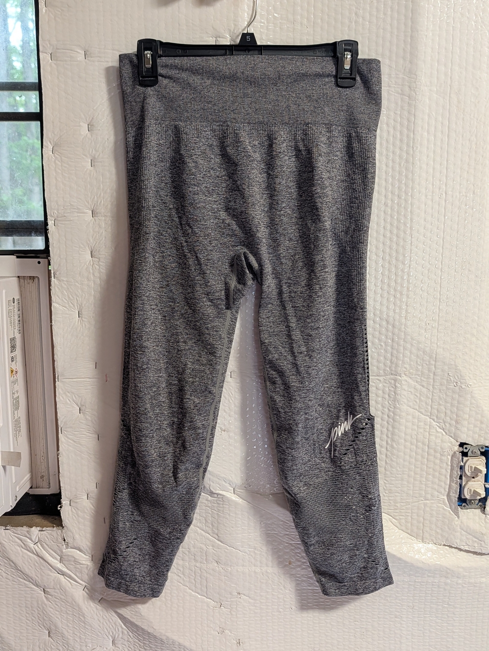 PINK Victoria's Secret Charcoal Heather High-Rise Leggings with Script Accent